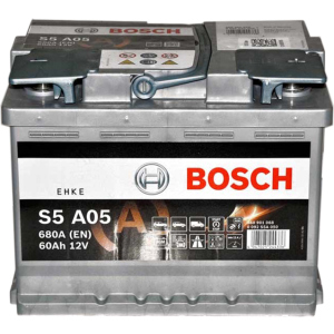 Автомобільний акумулятор Bosch AGM 6СТ-60 (S5A050) 60 Ач (-/+) Euro 680 А (0 092 S5A 050) краща модель в Полтаві