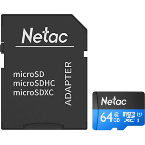 Netac P500 Standard microSDXC 64GB Class 10 UHS-I U1 + SD адаптер (NT02P500STN-064G-R) в Полтаве