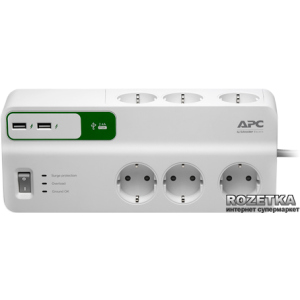 Мережевий фільтр APC Essential SurgeArrest 6 outlets + 2 USB (PM6U-RS) ТОП в Полтаві