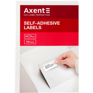 Набір етикеток самоклеючих Axent 100 листів А4 70х31.5 мм Білі (2475-А)
