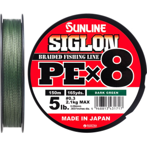 Шнур Sunline Siglon PE х8 150 м # 0.3/0.094 мм 2.1 кг Темно-зелений (16580972) ТОП в Полтаві