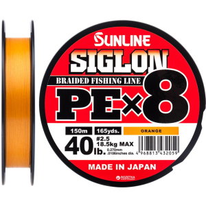 Шнур Sunline Siglon PE х8 150 м # 2.5/0.270 мм 18.5 кг Помаранчевий (16580994) ТОП в Полтаві