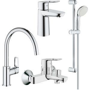 Набор смесителей GROHE BauLoop 123225K + кухонный смеситель (23337000 + 32815000 + 31232001 + 27598001) ТОП в Полтаве