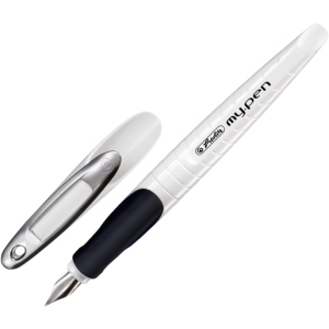 Ручка перова для правши Herlitz My.Pen White-Black Синя Білий корпус (10999738) ТОП в Полтаві