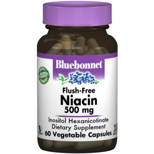 Вітаміни Bluebonnet Nutrition Ніацин без інфузату (В3) 500 мг 60 гелевих капсул (743715004627) краща модель в Полтаві