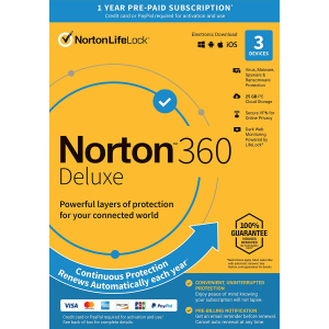 Антивирус Norton 360 Deluxe 25GB для 3 ПК на 1 год ESD-электронный ключ в конверте (21409592) ТОП в Полтаве