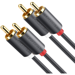 Інсертний кабель Ugreen AV104 2RCA to 2RCA Audio Cable 1 м Black (90401971) краща модель в Полтаві