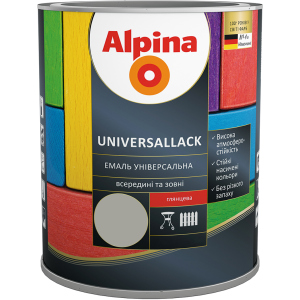 Емаль Alpina Universallack Глянцева 0.75 л Сіра (948103734) краща модель в Полтаві