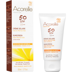 Сонцезахисний крем для обличчя Acorelle SPF50 органічний 50 мл (3700343046112) ТОП в Полтаві