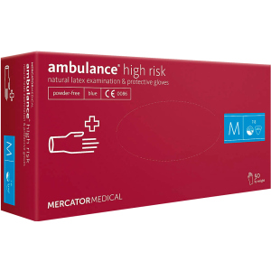 Рукавички Mercator Medical Ambulance High Risk нестерильні латексні неопудрені M 25 пар Сині (17201900) ТОП в Полтаві