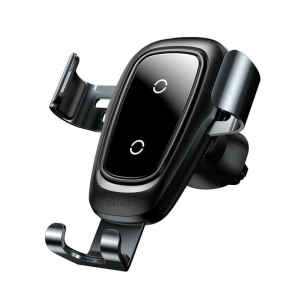 Автоутримувач із бездротовою зарядкою Baseus Metal Gravity Car Mount 1.7A Qc3.0 Сірий (RO-22377) краща модель в Полтаві