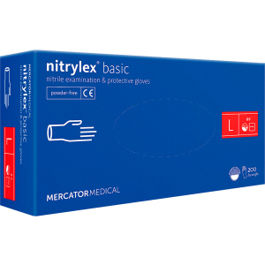 Рукавички нітрилові Mercator Medical Nitrylex Basic неопудрені розмір L 200 шт - 100 пар Сині (3.1003) ТОП в Полтаві