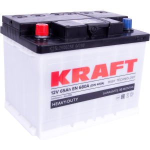 Автомобильный аккумулятор Kraft 65Ah (+/-) (680EN) 242 х 175 х 190 мм (76331)