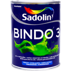 Краска Sadolin Bindo 3 - глубокоматовая латексная краска для стен и потолка, белая, BW, 1 л (5078161) ТОП в Полтаве