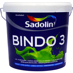 Краска Sadolin Bindo 3 - глубокоматовая латексная краска для стен и потолка, белая, BW, 5 л (5078162) надежный