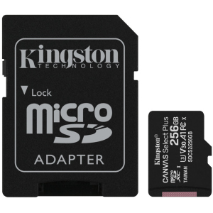 Kingston microSDXC 256GB Canvas Select Plus Class 10 UHS-I U3 V30 A1 + SD-адаптер (SDCS2/256GB) ТОП в Полтаві