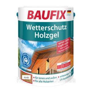 Гелева водорозчинна блакить для дерева BAUFIX Wetterschutz Holzgel (5 л) Палісандр ТОП в Полтаві