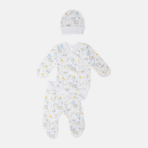 Комплект (боді+повзунки+чепчик) Garden Baby 40194-02 62 см Хмари блакитні (4824019402220) в Полтаві