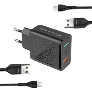 Зарядний пристрій Grand-X Fast Charge 5-в-1 QC3.0, AFC, SCP, FCP, VOOC 22.5W + microUSB + TypeC (CH-850MT) в Полтаві