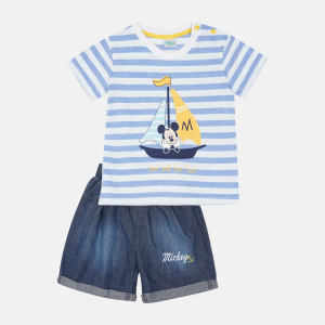 Костюм (футболка + шорти) Disney Mickey Mouse MC15449 80-86 см Білий з синім (8691109786630) ТОП в Полтаві
