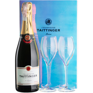 Шампанське Taittinger Brut Reserve біле брют 0.75 л 12.5% ​​у подарунковій упаковці + 2 келихи (3016570061287) в Полтаві