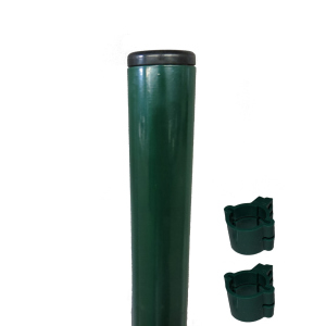 Столб заборный Техна Эко металлический круглый с полимерным покрытием и креплениями 1500 мм D=45 мм Зеленый (RAL6005 PTE-04) ТОП в Полтаве
