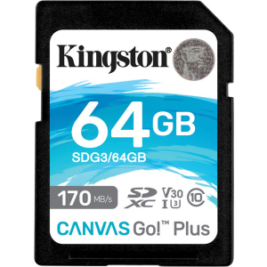 Kingston SDXC 64GB Canvas Go! Plus Class 10 UHS-I U3 V30 (SDG3/64GB) лучшая модель в Полтаве