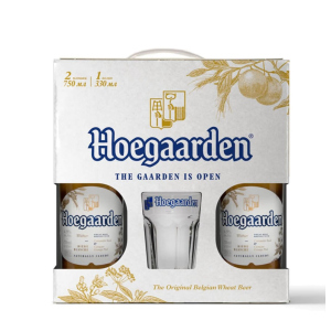 Подарункова упаковка пива HoeGaarden Witbier світле нефільтроване 4.7% 0.75 л + Склянка 0.3 л (5410228158431) в Полтаві