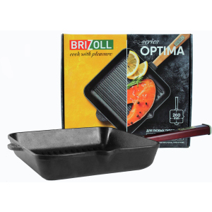 Сковорода-гриль Brizoll Optima-Bordo квадратна з ручкою 260х260х50 мм (O262650G-P2) краща модель в Полтаві