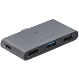 USB-хаб адаптер Ailink Aluminium USB-C 4K HDMI mini jack 3.5 мм Hub 5 в 1 Space Grey (AI-S8Pro_sg) в Полтаві