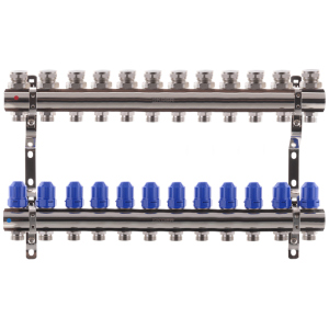 Коллекторный блок с термостатическими клапанами KOER KR.1100-12 1”x12 WAYS (KR2638) лучшая модель в Полтаве