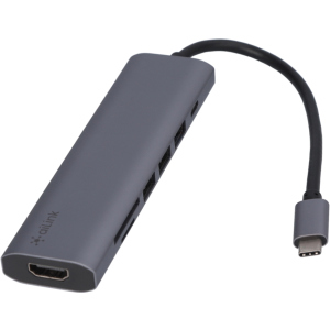 USB-хаб адаптер Ailink Aluminium 7 в 1 USB-C 4K HDMI 100W PD Reader Hub ТОП в Полтаві