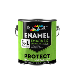 Емаль антикорозійна Kompozit 3 в 1 PROTECT Чорна RAL 9004, 10 кг