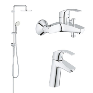 Набір змішувачів 3в1 Grohe Eurosmart 123389M хром (81260) краща модель в Полтаві