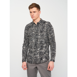 Рубашка Pull & Bear 9471/551/800 L Черная с бежевым (09471551800042) надежный