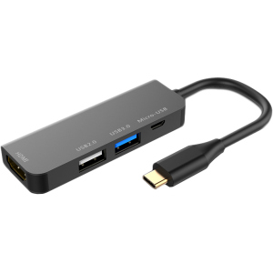 USB-хаб XoKo AC-400 Type-C на HDMI+USB 3.0+USB 2.0+Micro USB (XK-AC-400) в Полтаві