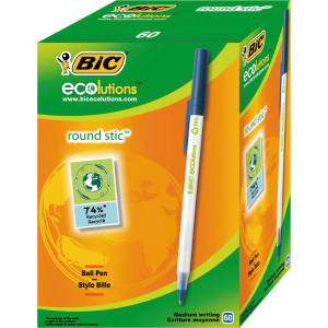 Набір кулькових ручок BIC Round Stic ECOlutions Синій 1 мм 60 шт (3086123256651) в Полтаві