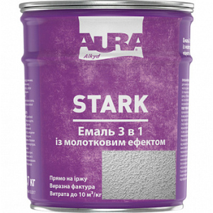 Молотковая эмаль Aura® Stark 3 в 1 серебряный №20 глянец 2.2 кг лучшая модель в Полтаве