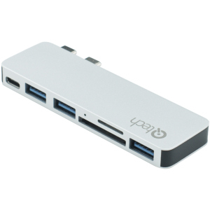 USB-хаб Qitech Aluminium Mini Type-C + Type-A + MicroSD + SD для Macbook Pro і Air Silver (QT-Hub4_sl) краща модель в Полтаві