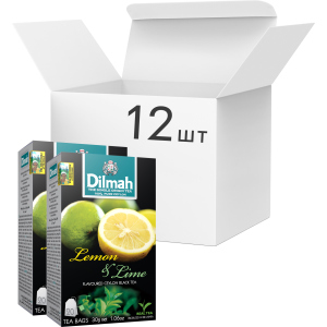 Упаковка чаю чорного пакетованого Dilmah Лимон та лайм 12 шт по 20 пакетиків (19312631142133) ТОП в Полтаві