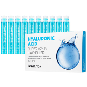 хорошая модель Набор увлажняющих филлеров с гиалуроновой кислотой Farmstay Hyaluronic Acid Super Aqua Hair Filler 13 мл х 10 шт (8809615881439)