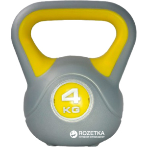 Гиря LiveUp Plastic Kettel Bell 4 кг Grey/Yellow (LS2047-4) ТОП в Полтаве