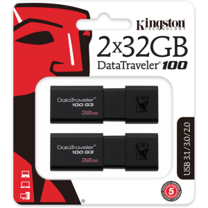 Kingston DataTraveler 100 G3 2x32GB USB 3.0 (DT100G3/32GB-2P) краща модель в Полтаві