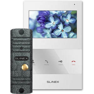 Комплект відеодомофону Slinex SQ-04 White + Виклична панель ML-16НR Grey Antiq (SQ-04(б)+ML-16НR(ант)) ТОП в Полтаві