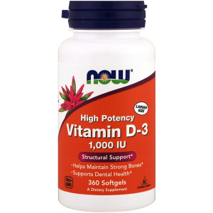 Витамины NOW Foods Vitamin D 3 1000 ME 360 капcул (733739003751) лучшая модель в Полтаве